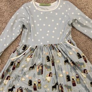 Millie Loves Lily Christmas dress with Mary and Joseph and Wisemen print sz 8